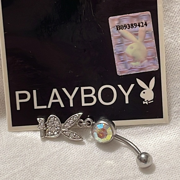 PLAYBOY Navel Ring Clear Rhinestones Silver, 14G, 316L - Item# B09389424 - Picture 16 of 17
